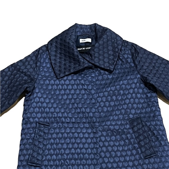 Bergdorf Goodman and Jane Post Navy coat with embossed polka dot detail - Picture 2 of 7